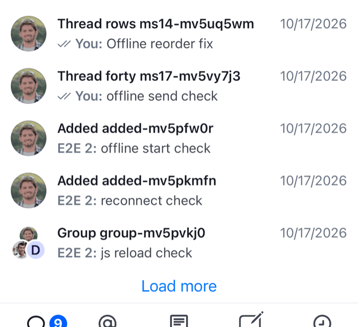 The end of a channel list with a Load more button below the last row on iOS
