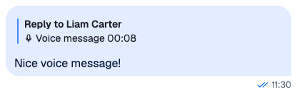 A reply quoting a voice message