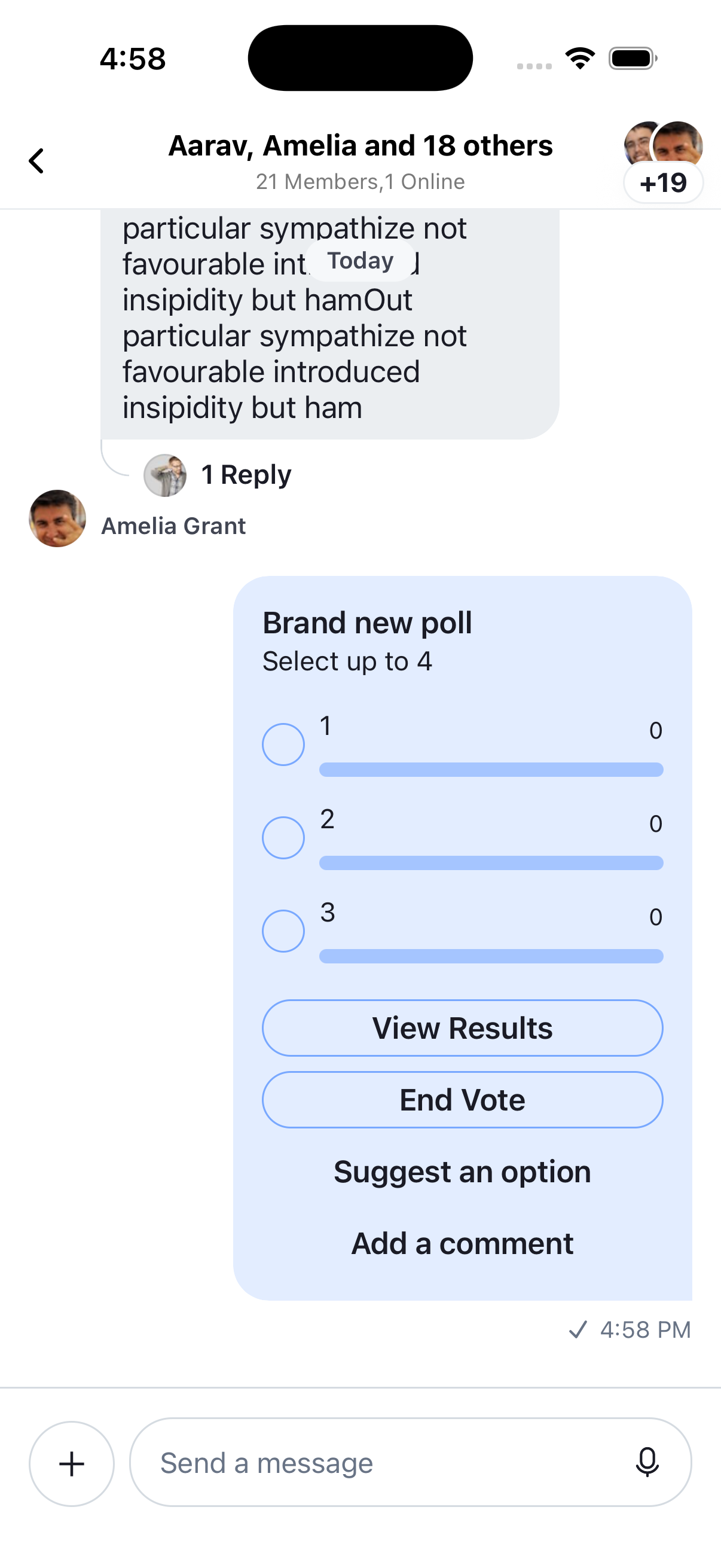 Default poll results modal