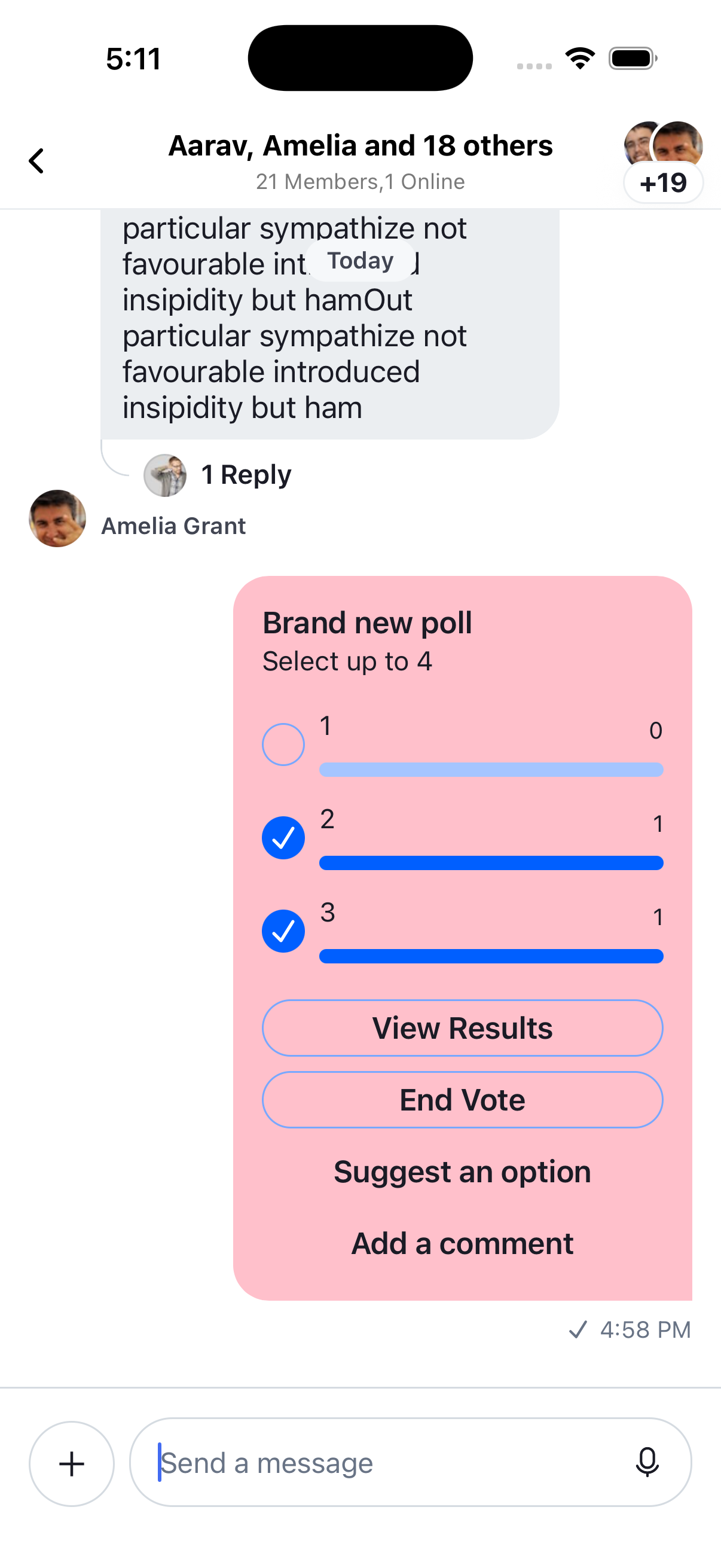 Poll with custom pink background