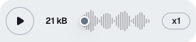 Image of the VoiceRecordingPlayer displaying file size instead of audio duration