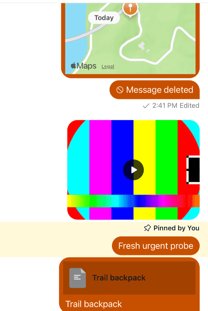 Dark orange outgoing bubbles in light mode on iOS