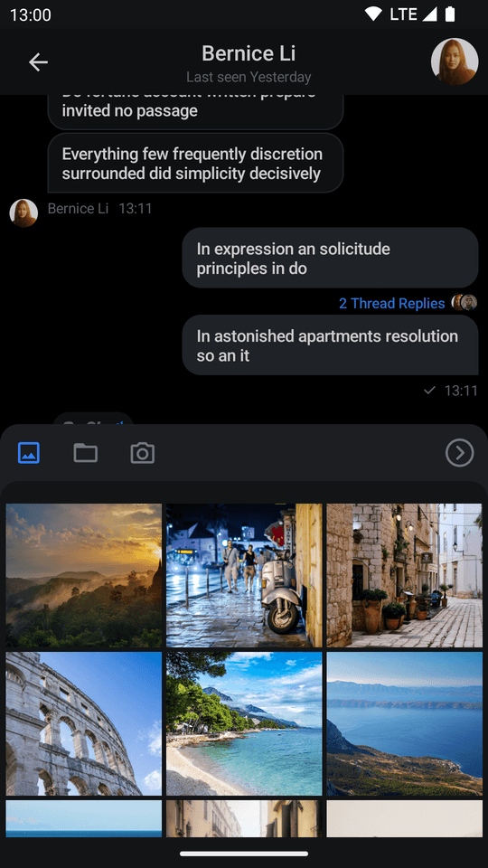 Default AttachmentsPicker component Dark