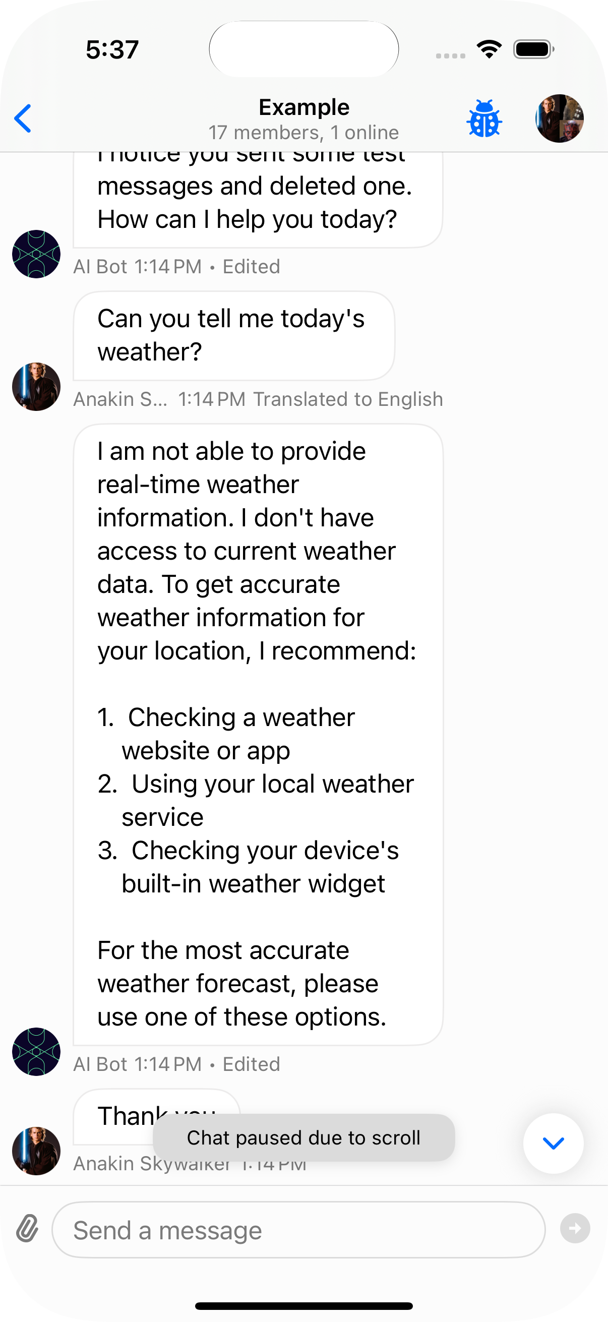 Livestream Chat Paused