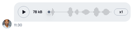 A voice recording showing its file size instead of its length