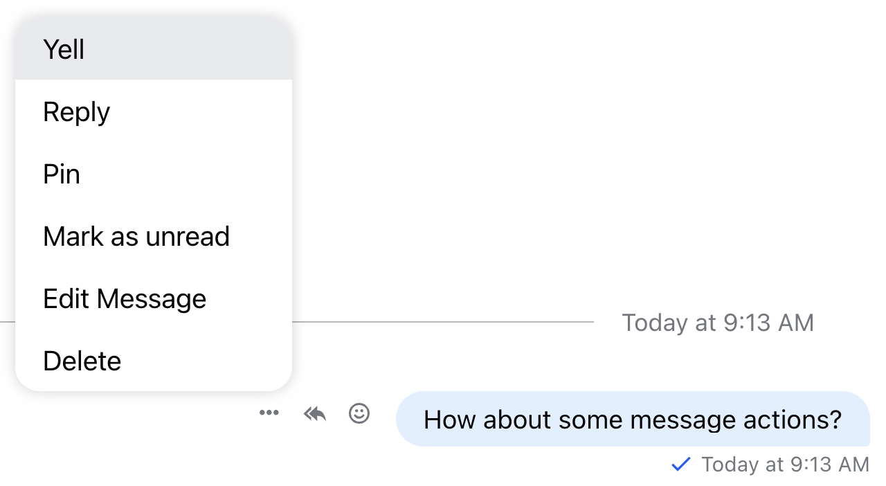 Preview of the Custom Message Action