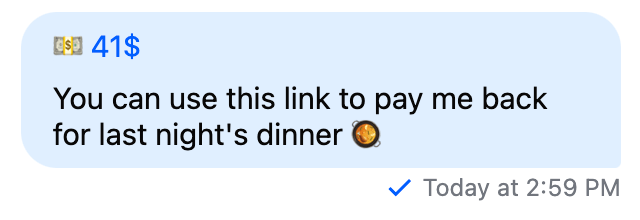 Payment attachment in message list