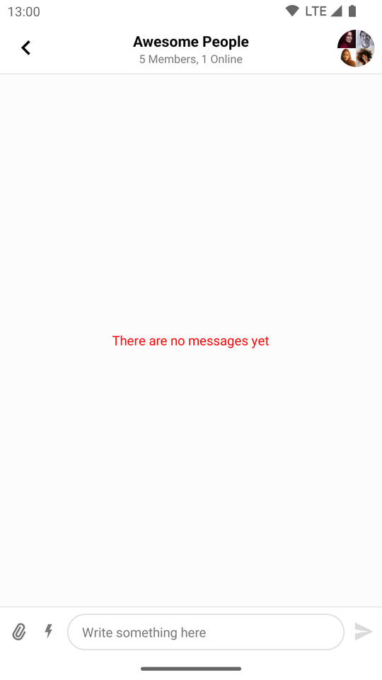 The custom empty state in action