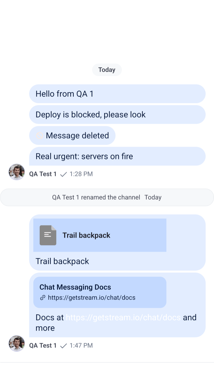 Message bubbles stretched across the full width of the list on Android