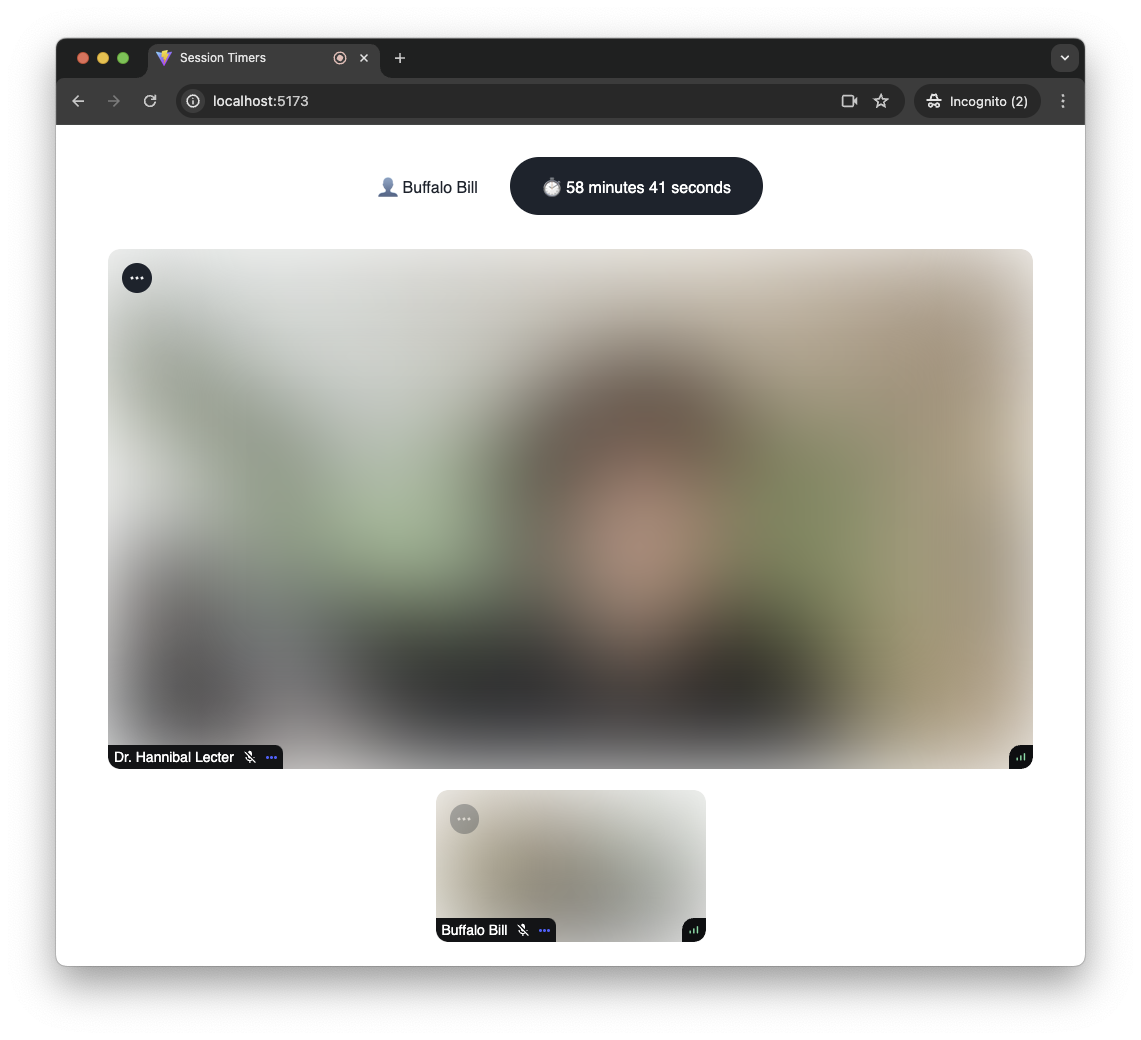 SessionTimer component in use