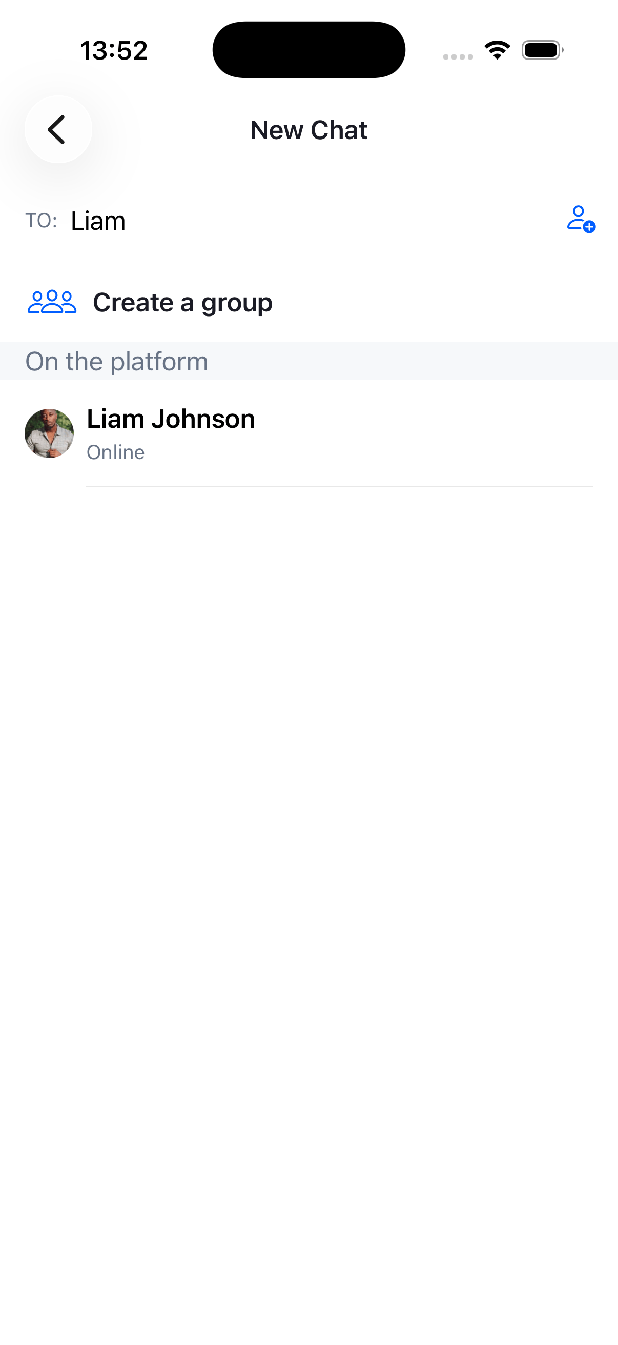 Screenshot showing the UI for searching users