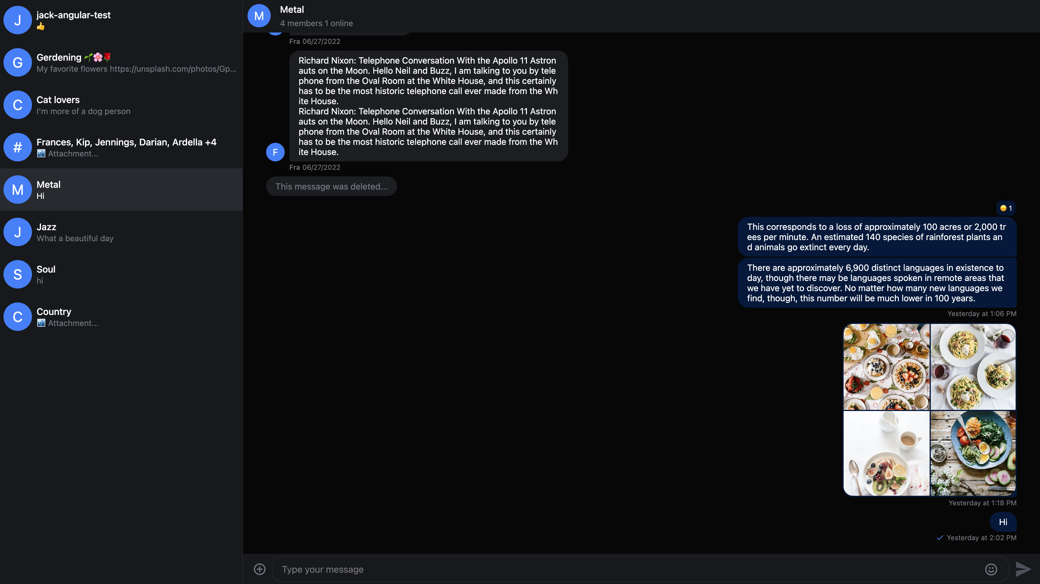Stream Chat React UI in Dark Theme