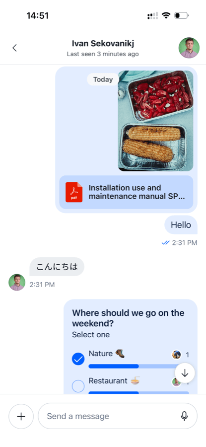 Default theme, messages and attachments