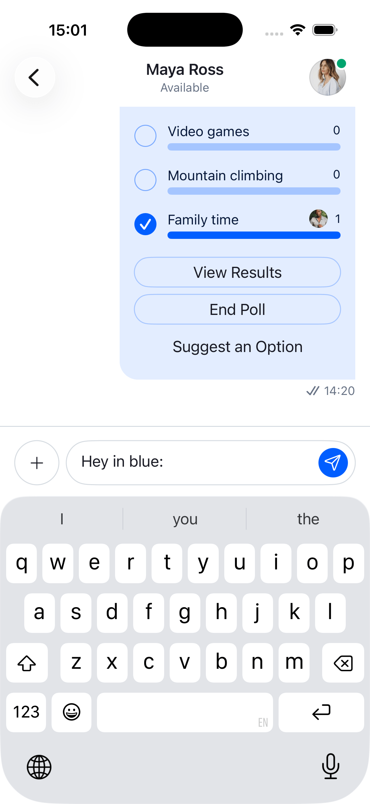 Chat UI with default tint color