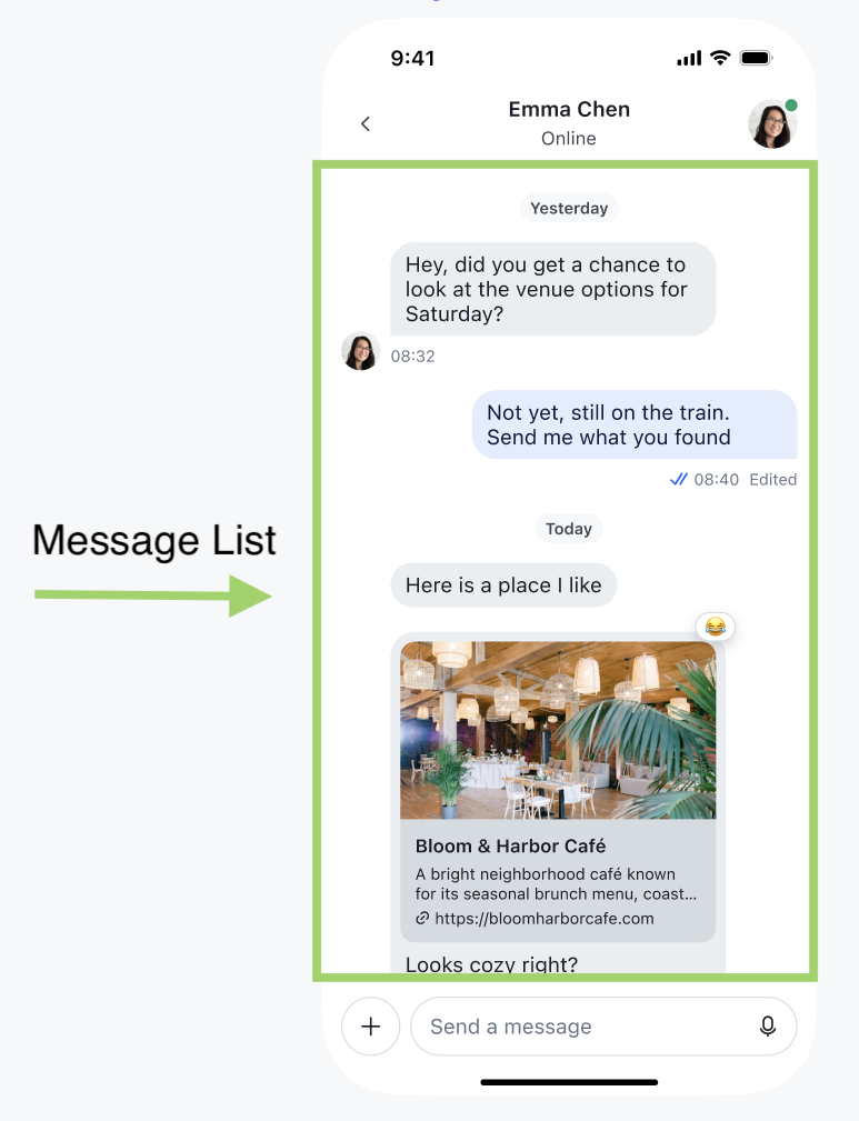 Depiction of the message list.