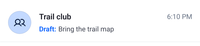 A channel list row showing Draft followed by the unsent text in place of the latest message on Android