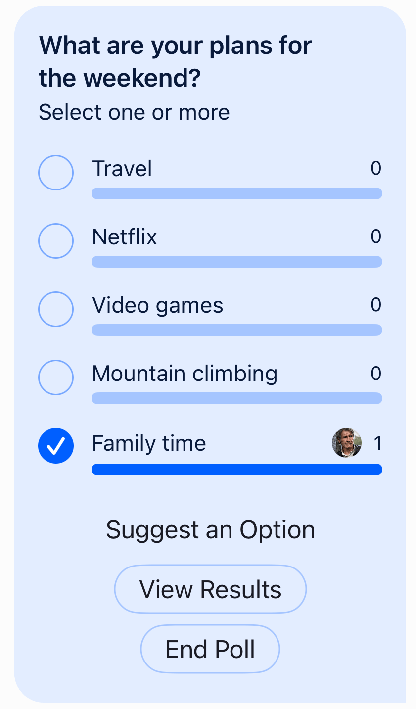 Screenshot showing poll attachment view