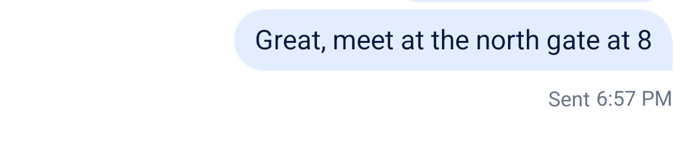 A message footer reading Sent and the time in place of the check icon on Android