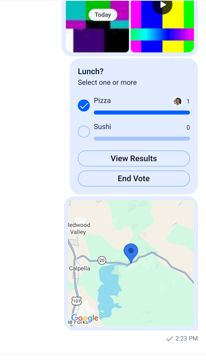 A message showing a map with a marker on Android