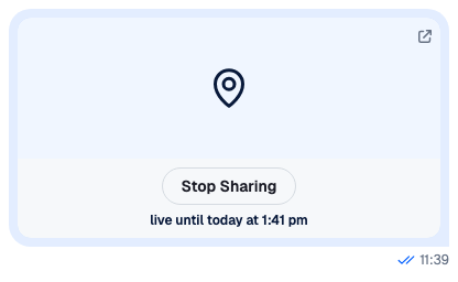 A live location card with Stop sharing