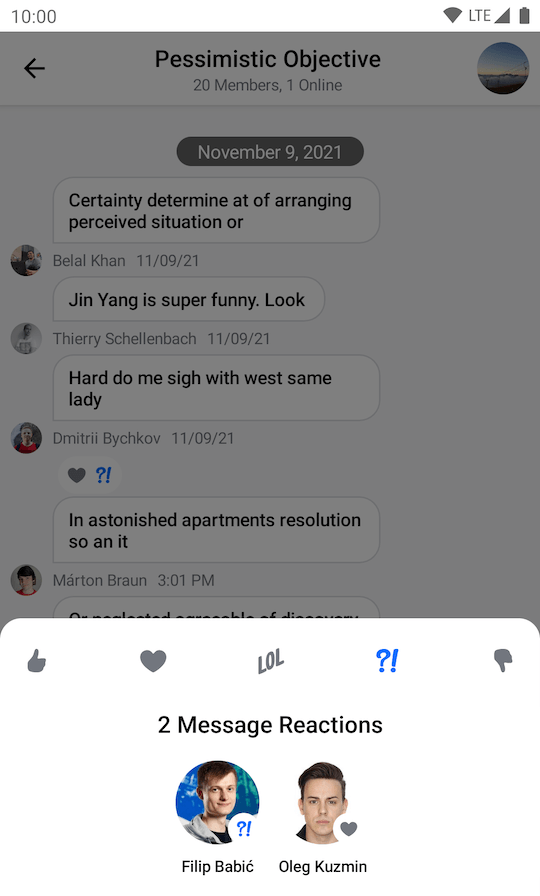 Default SelectedReactionsMenu component