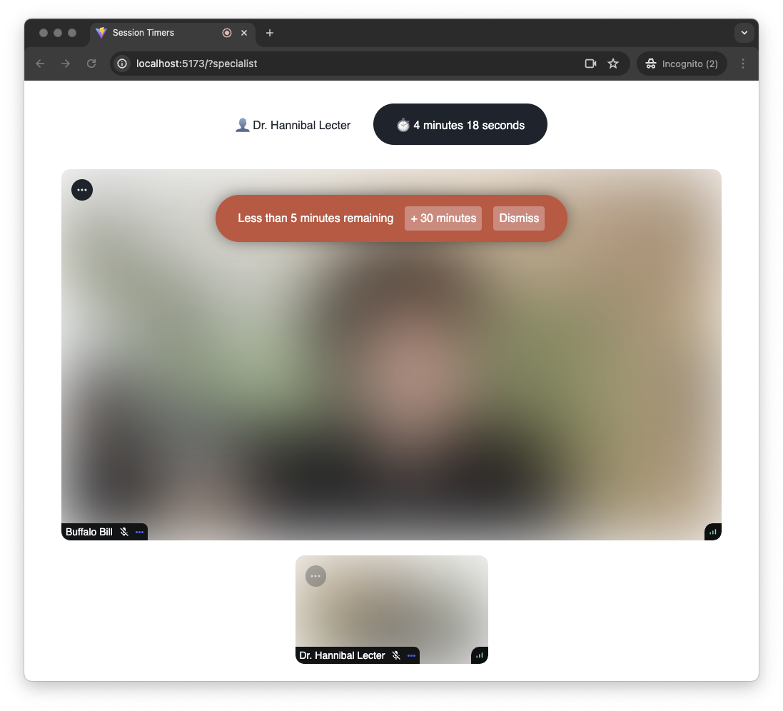 Alert with an option to extend the session by 30 minutes