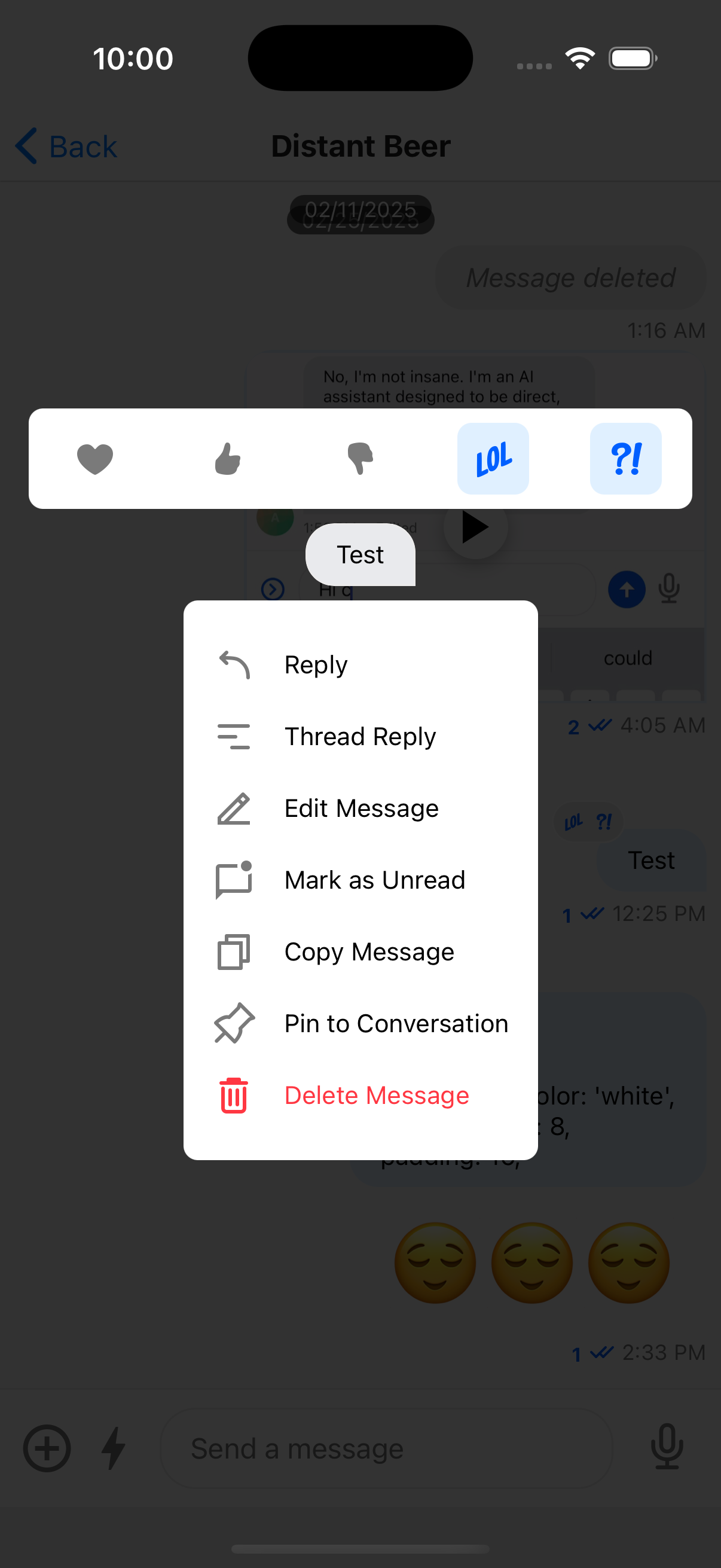 Custom Message Menu