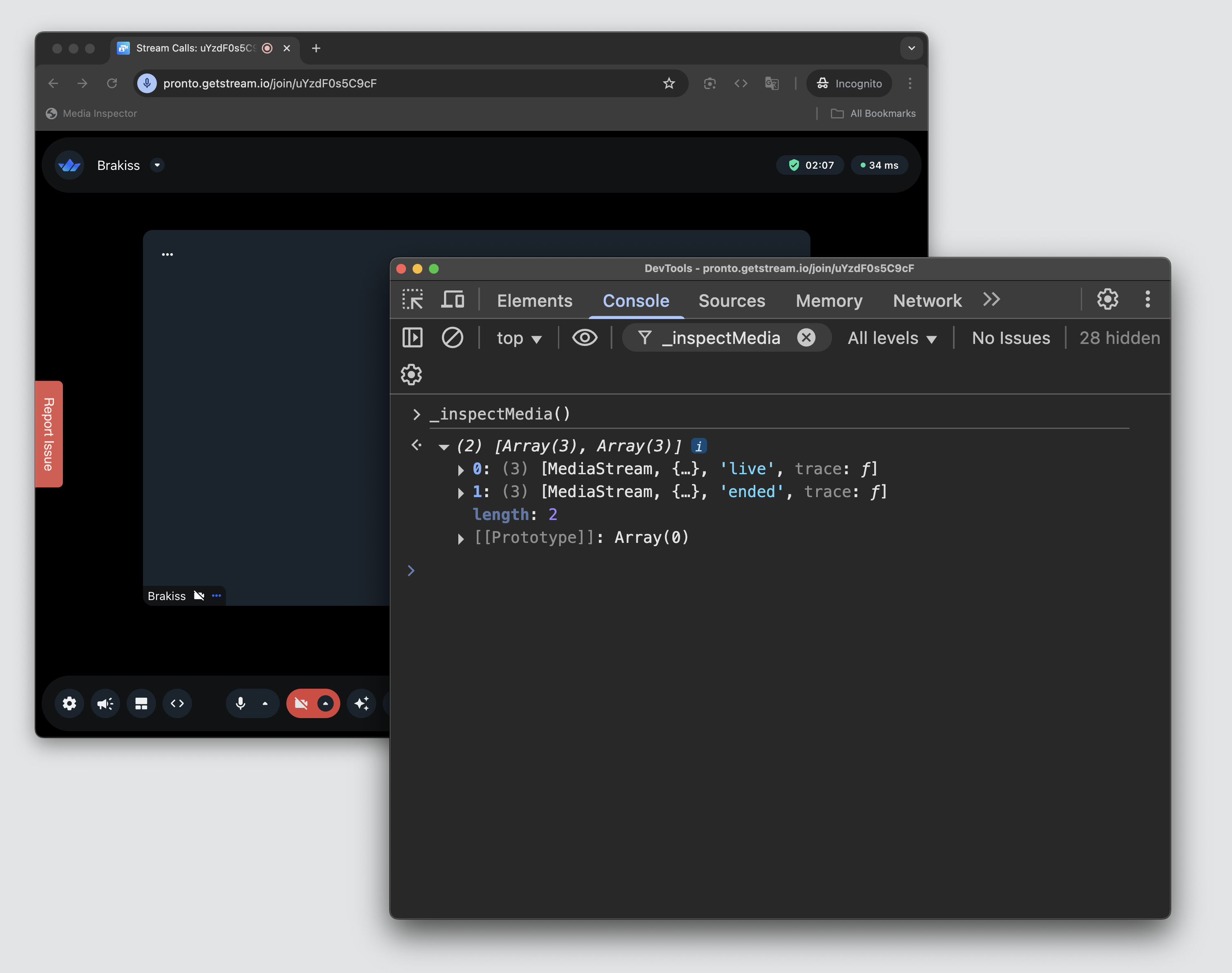 _inspectMedia() call output