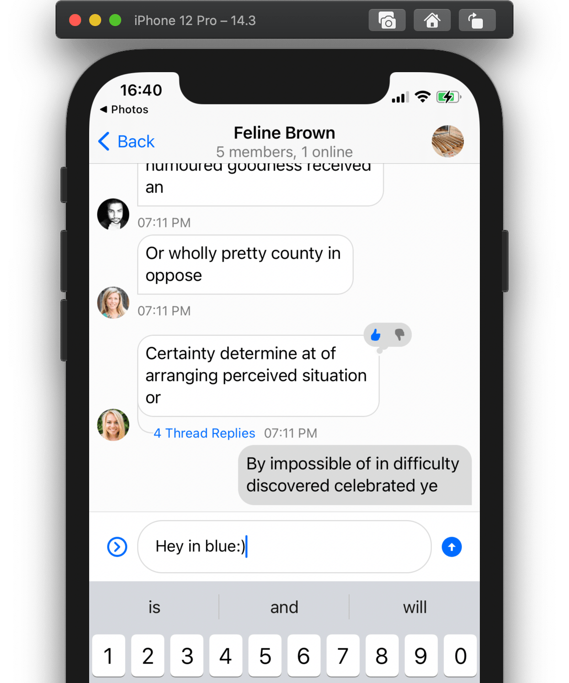 Chat UI with default tint color