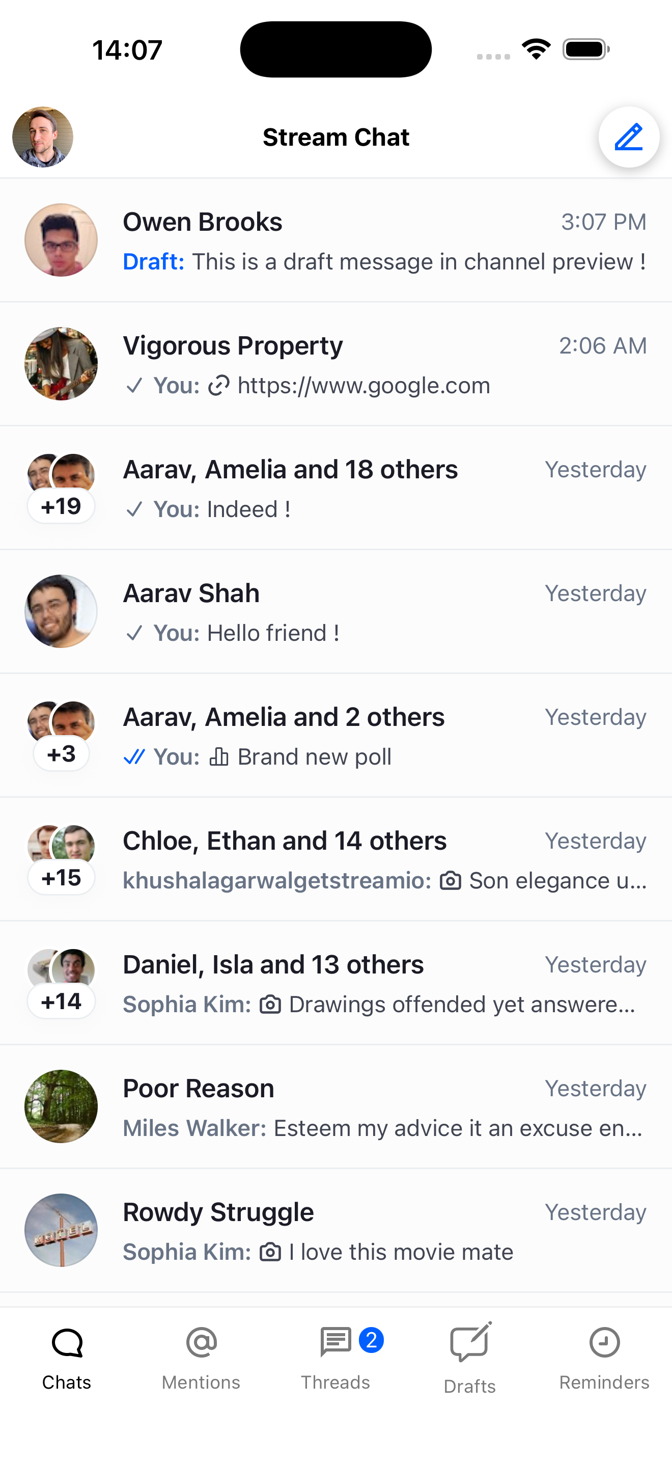 Draft Message Preview on Channel list