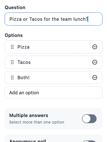 Screenshot showing polls icon in the composer