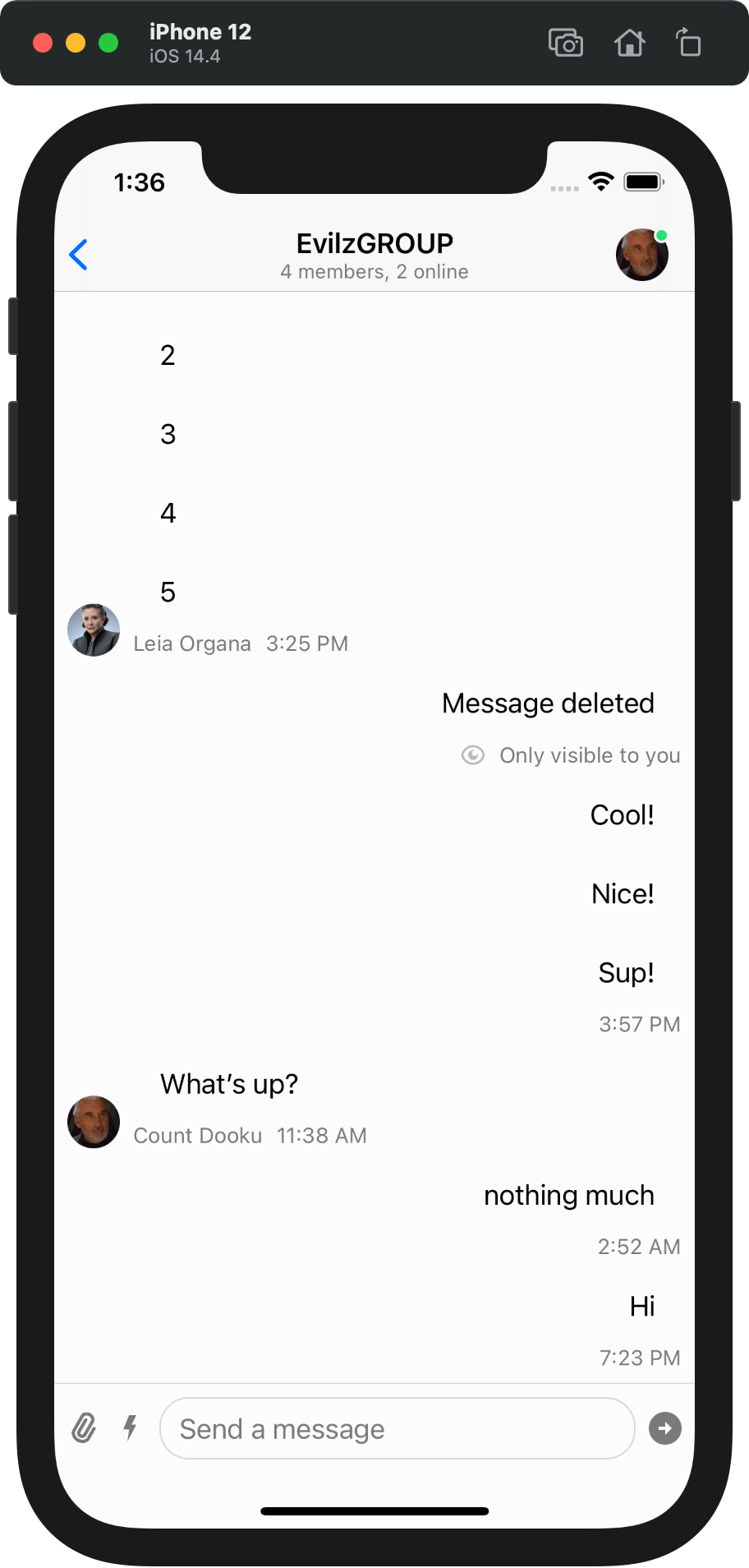 Chat with left-only alignment