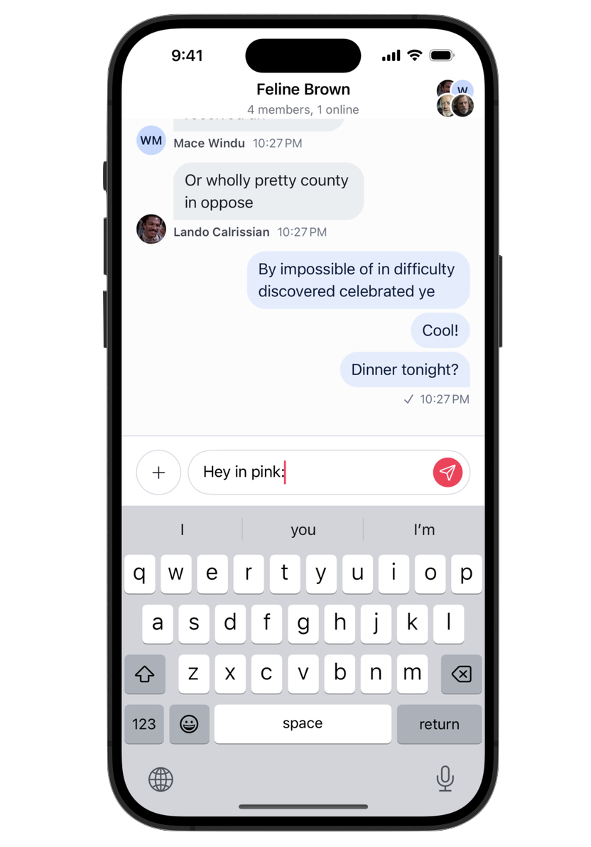 Chat UI with pink tint color