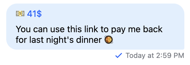 Payment attachment in message list