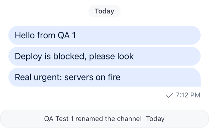 Message bubbles stretched across the full width of the list on iOS