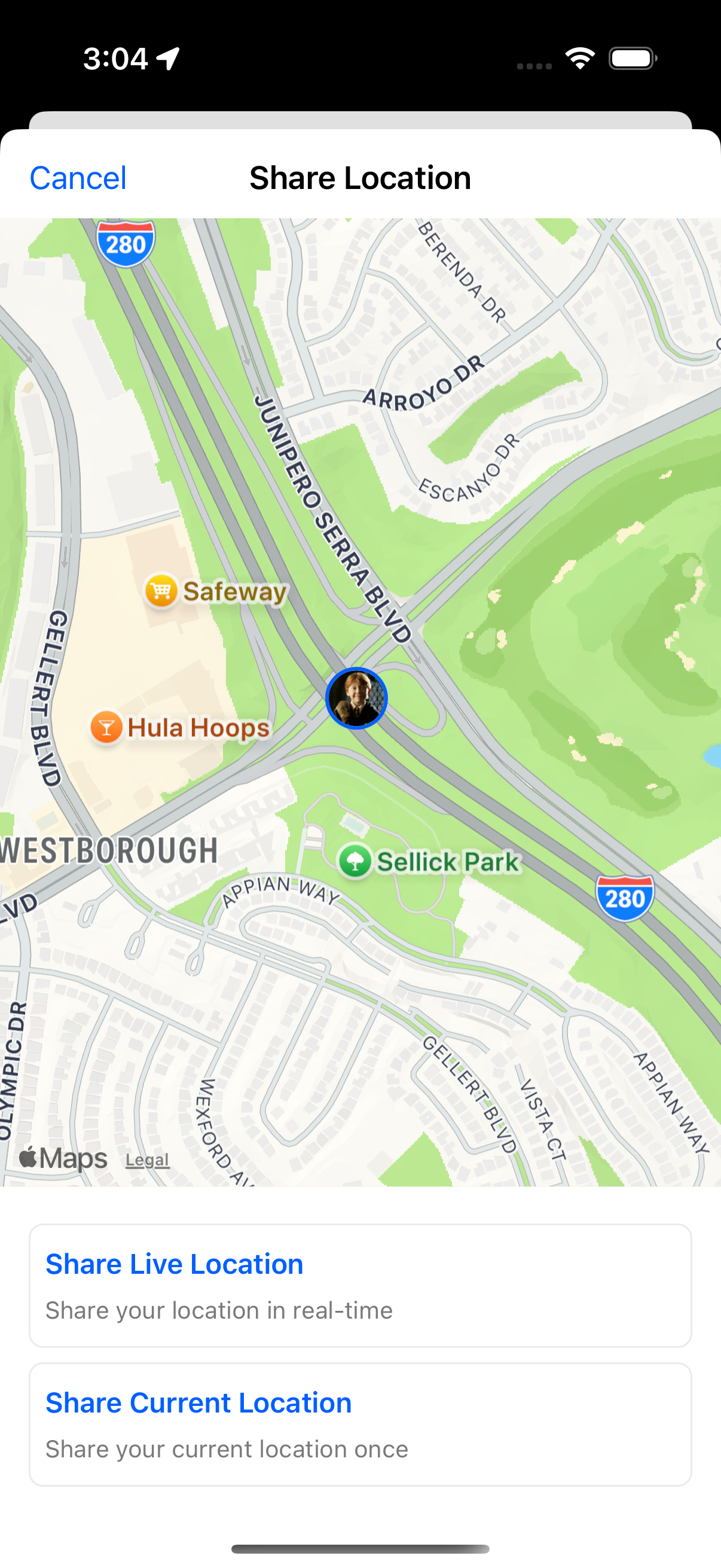 Preview of create location modal