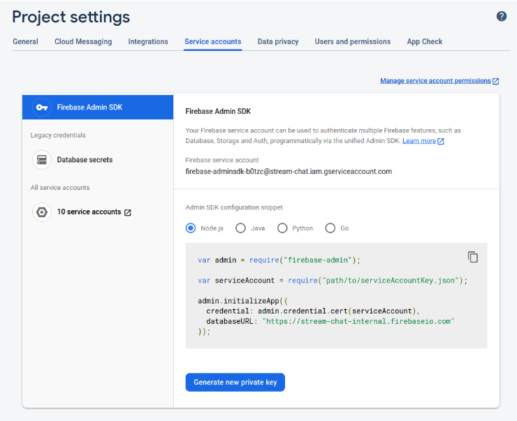 Firebase Console Screenshot