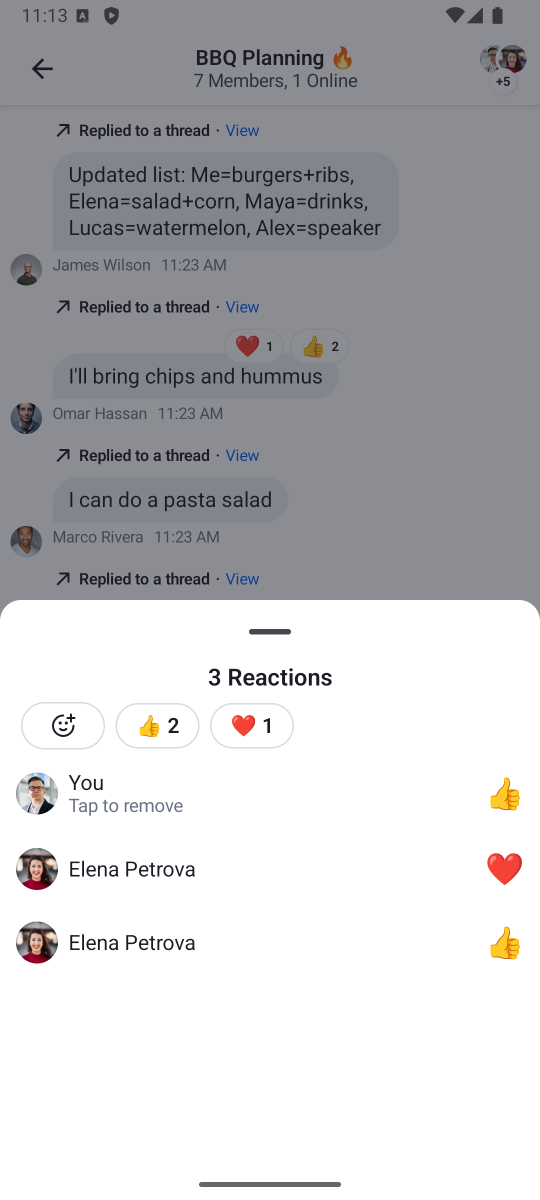 Default ReactionsMenu component