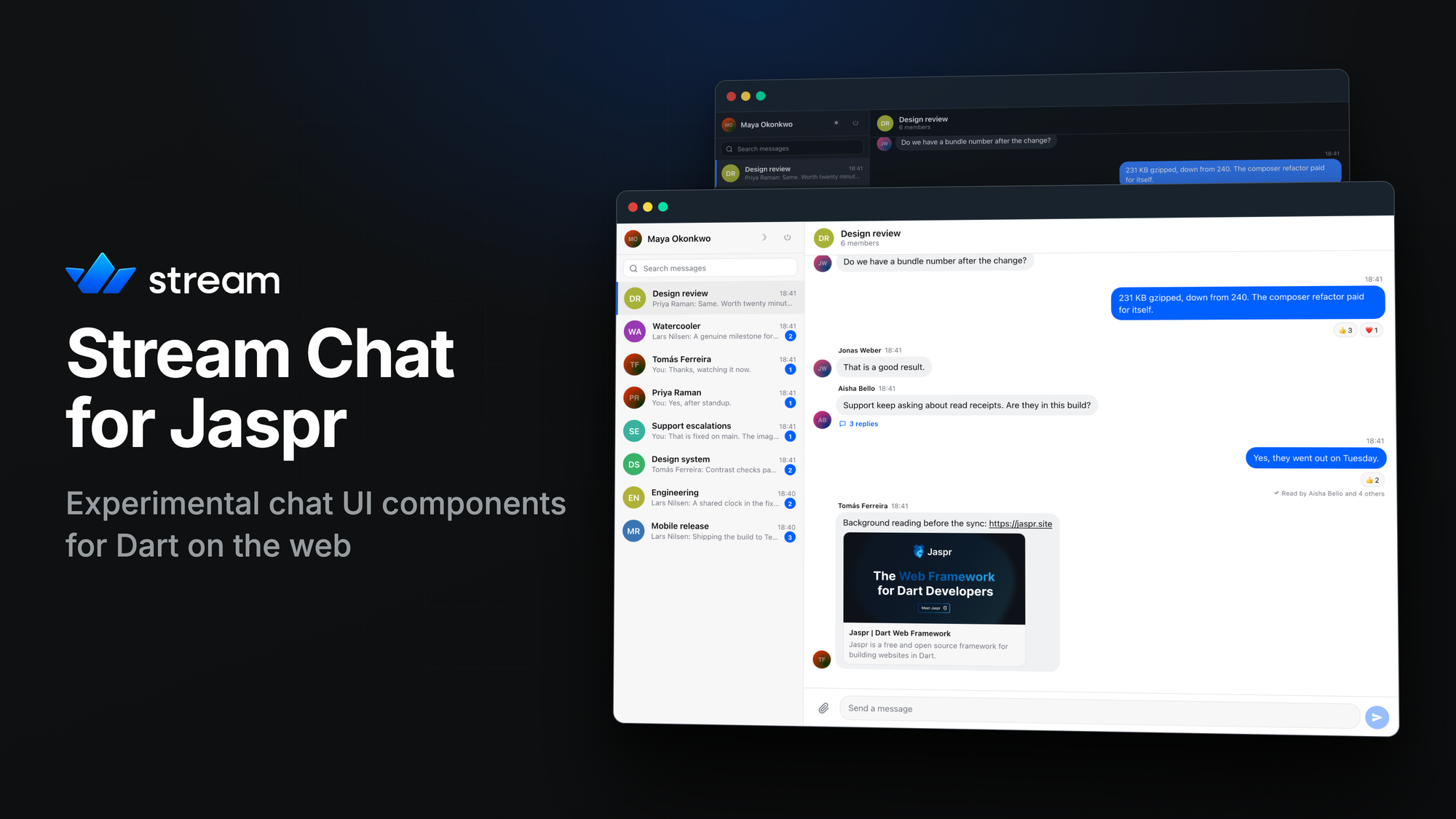 Stream Chat for Jaspr: experimental chat UI components for Dart on the web