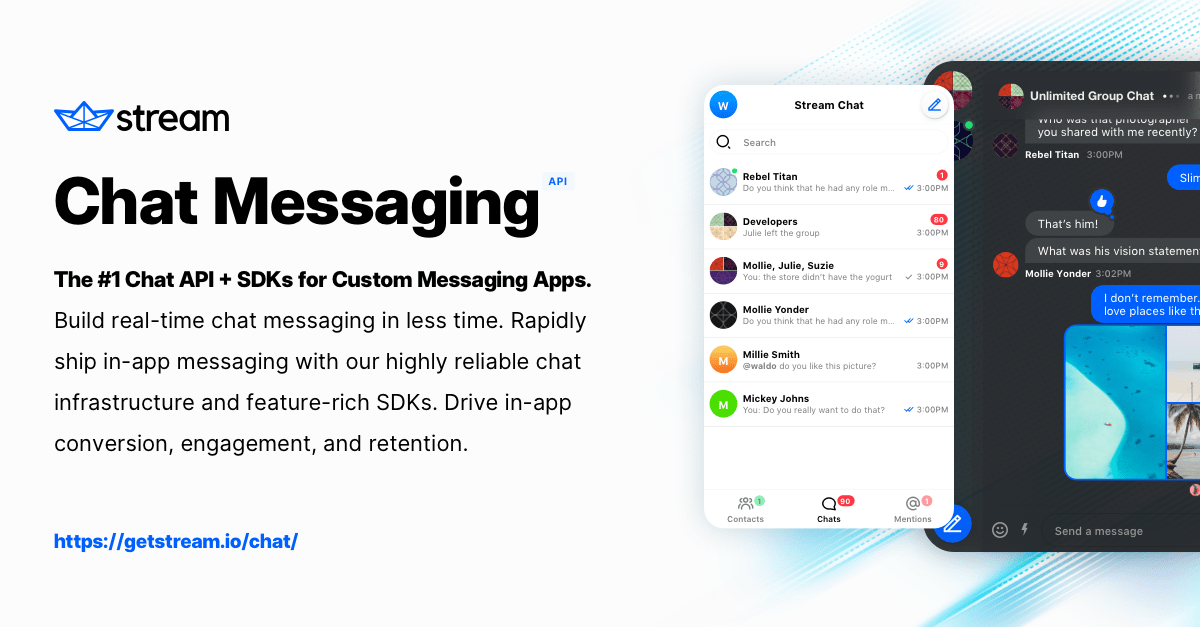 A complete in-app chat API and SDK platform