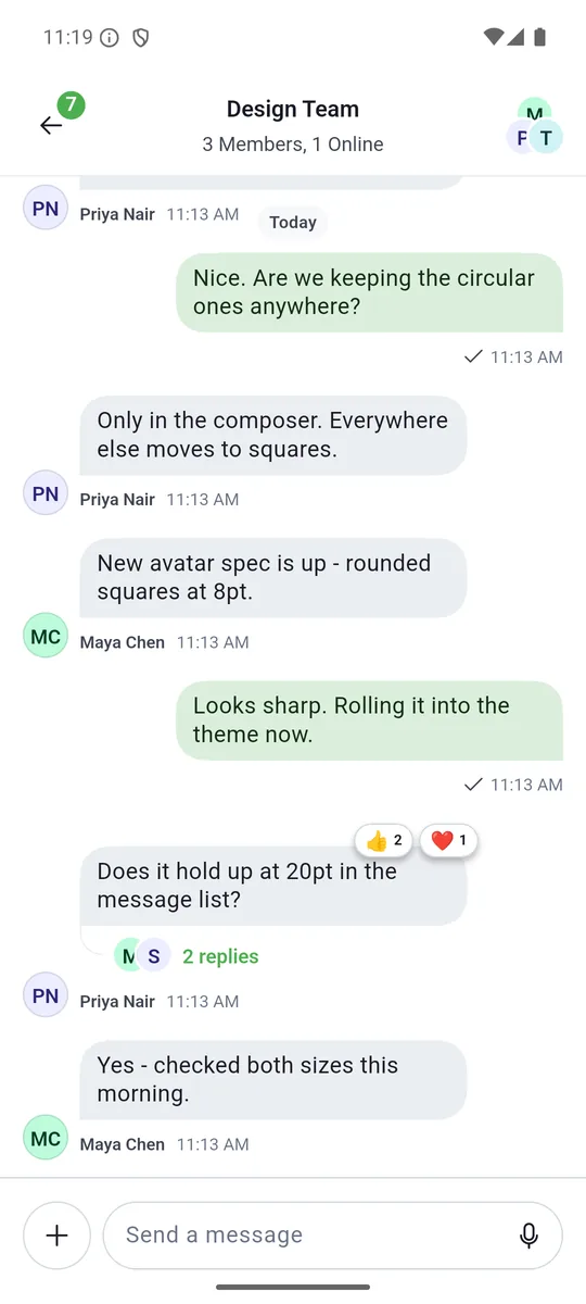 Screenshot showing the green brand theme applied