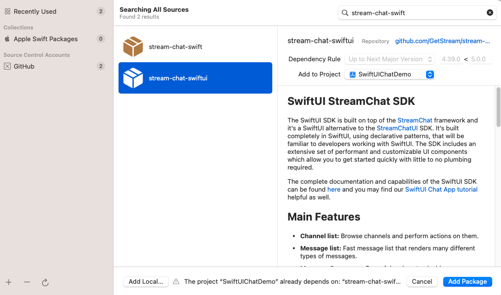 Screenshot showing the SPM setup