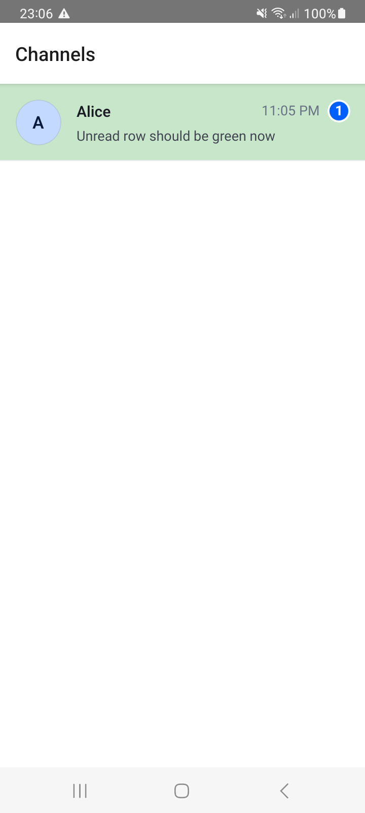 Unread channel highlighted on Android
