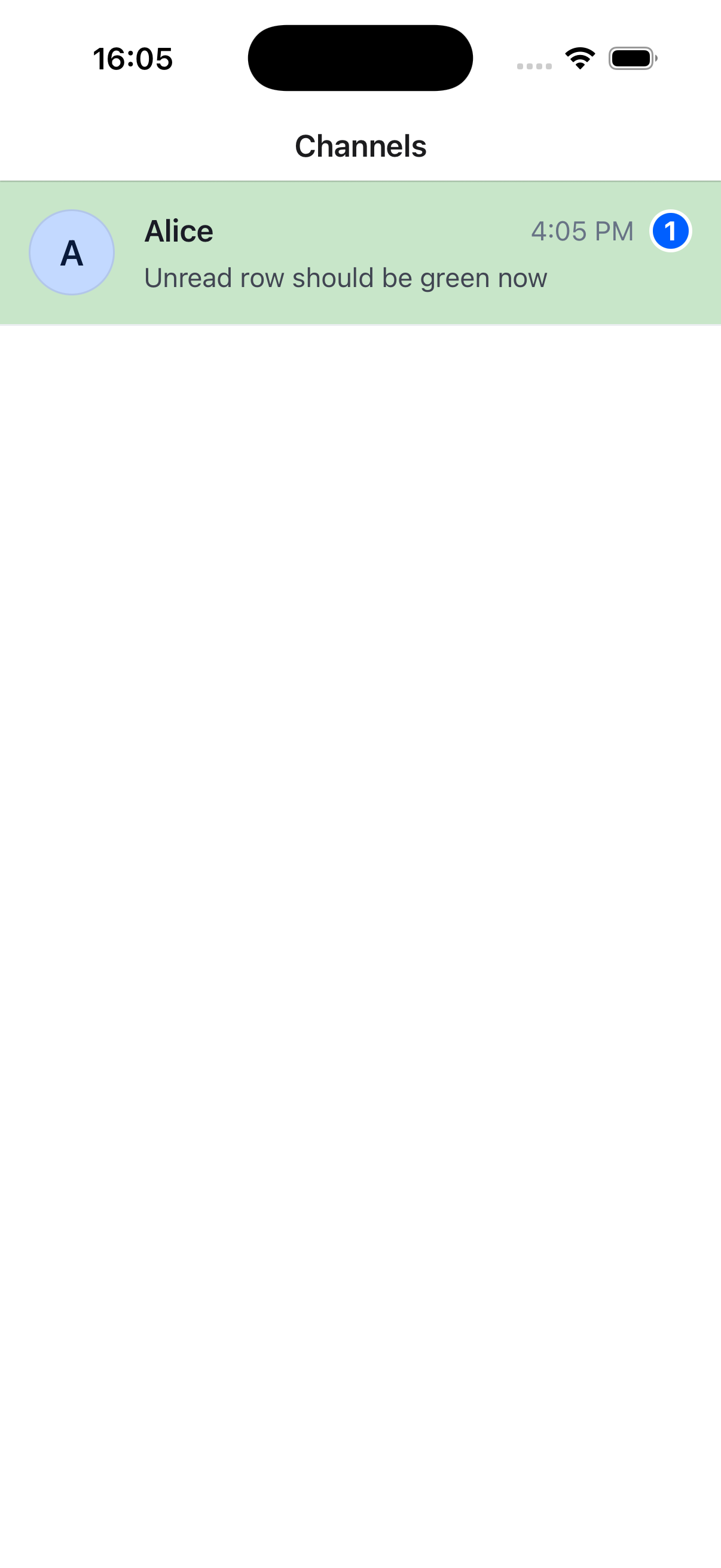 Unread channel highlighted on iOS