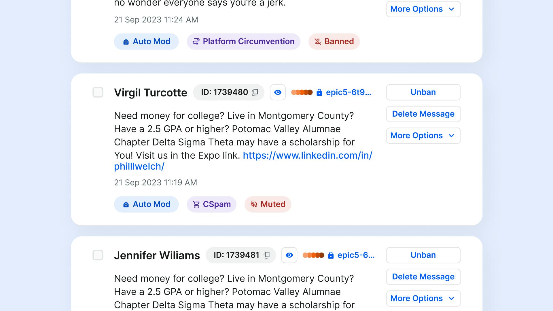 example of moderation