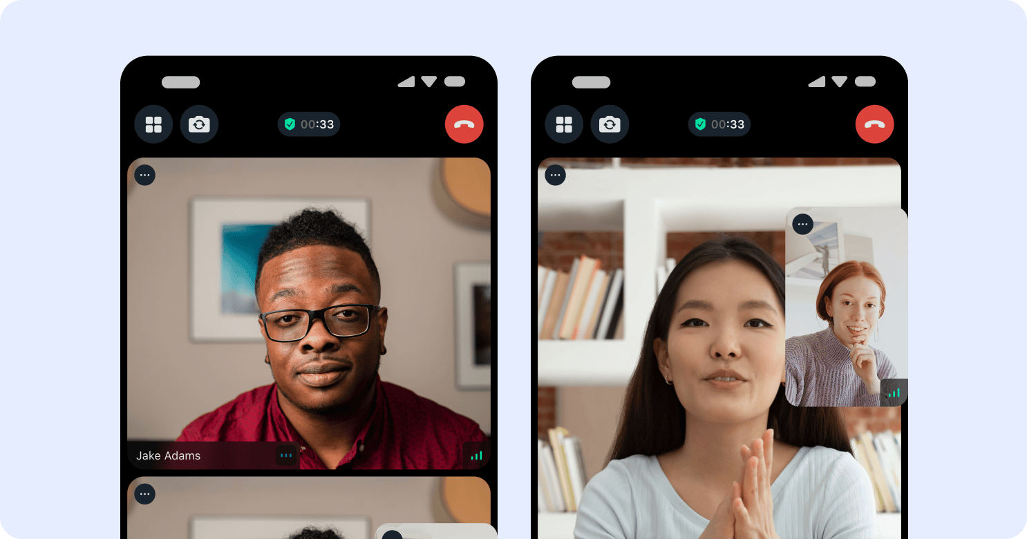 example of video calling mockup in mobile phones