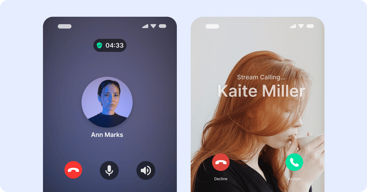 example of voice calling mockup in mobile phones