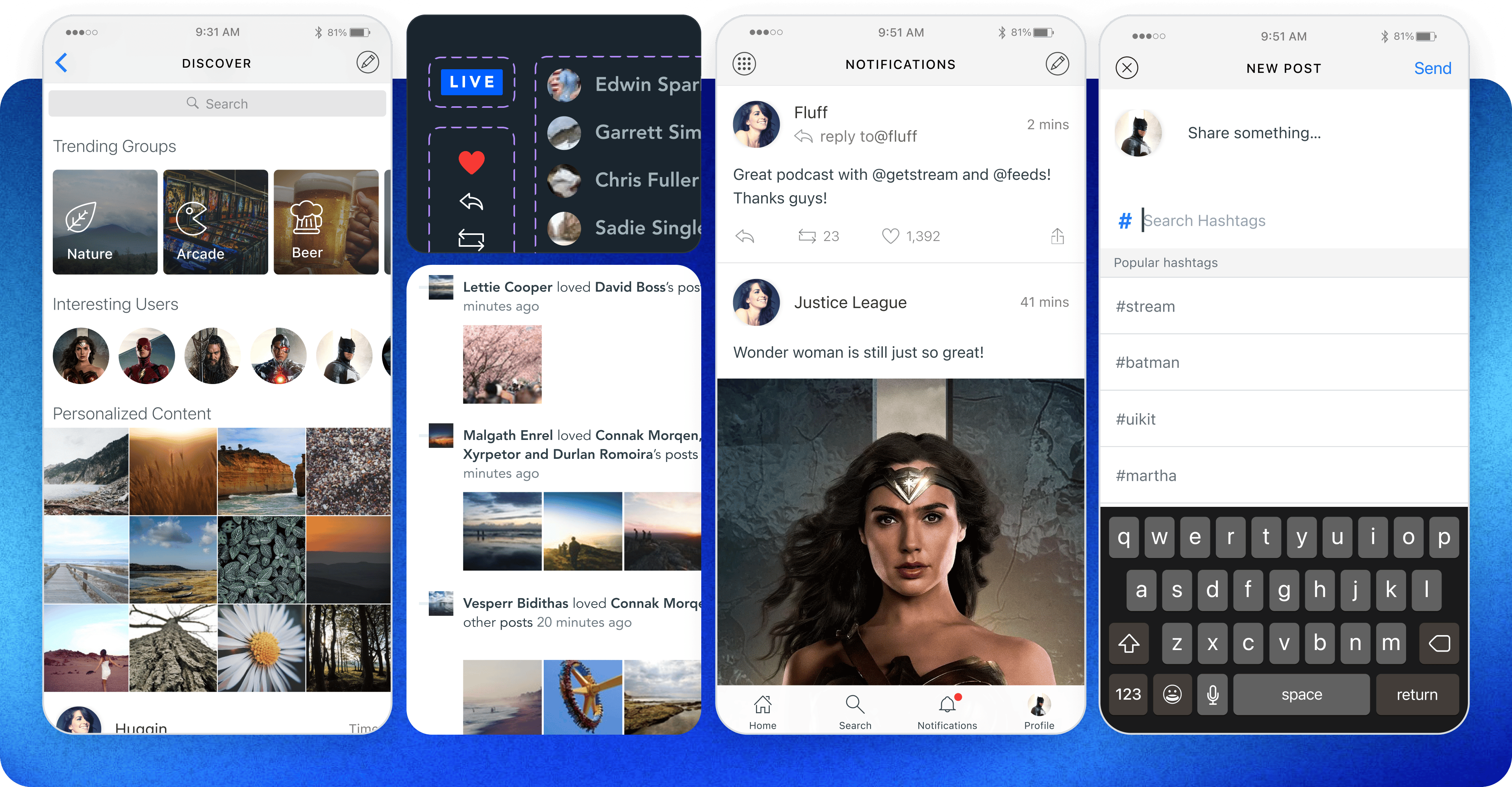 example of the activity feeds ui kit mockup