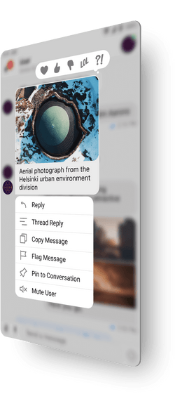 Example of context menu in mobile chat kit