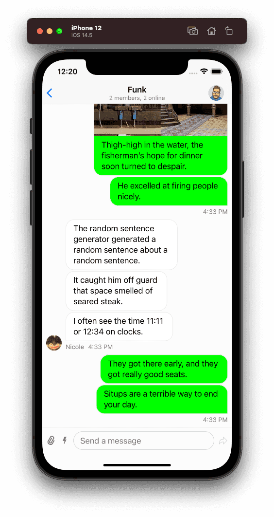 Customized Green Message List Chat